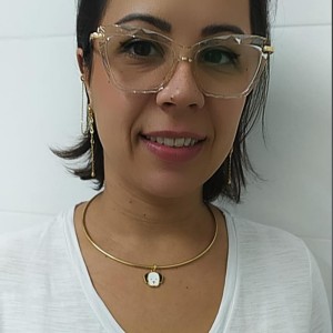 Choker Aro de Alumínio com Pingente Dourado, Bijuteria.