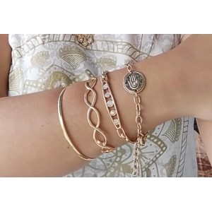 bracelete com 5 strass, semi joia