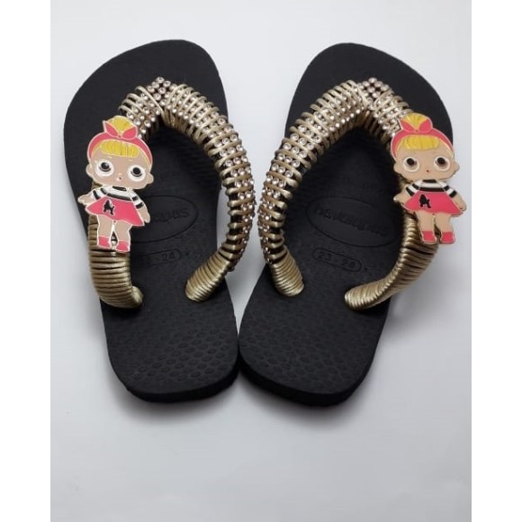 CHINELO INFANTIL BONECA LOL COM APLIQUE DE METAL