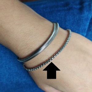 Pulseira de Aço Inox em Malha Roliça, Antialérgica.