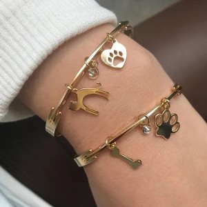 BRACELETE PET GATOS COM PINGENTES SEMI JOIA